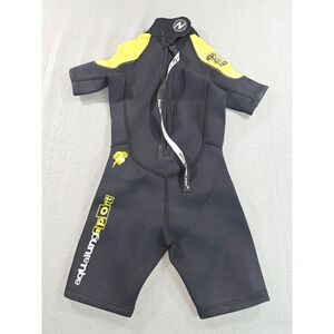 Aqua Lung Sport Wetsuit Kids Size S Black Yellow 2mm Quantum Stretch Shorty Suit